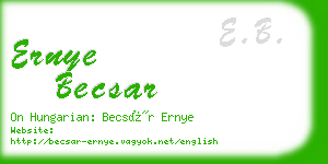 ernye becsar business card